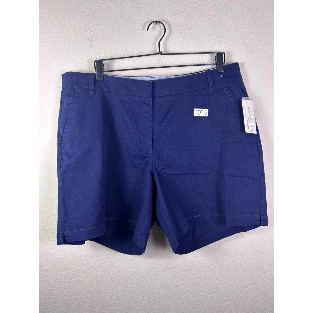 Crown & Ivy Caroline Harbor Navy Stretch Twill Shorts Plus Size 16W NWT